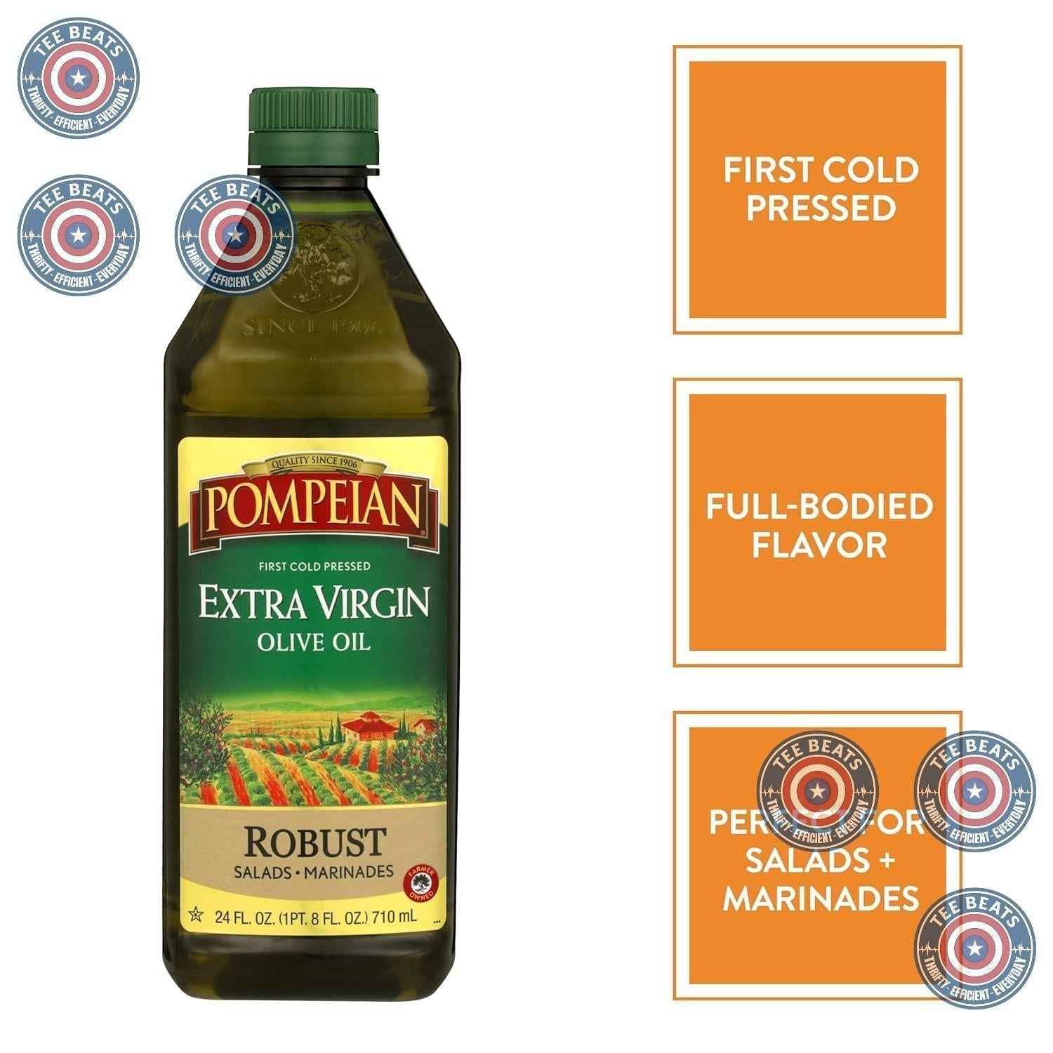 Pompeian Robust Extra Virgin Olive Oil – Imported First Cold Pressed Oil for Elevated Home Kitchens