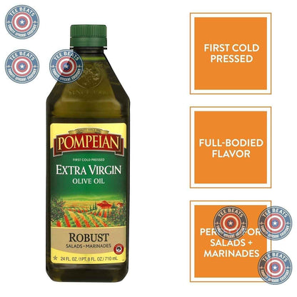Pompeian Robust Extra Virgin Olive Oil – Imported First Cold Pressed Oil for Elevated Home Kitchens