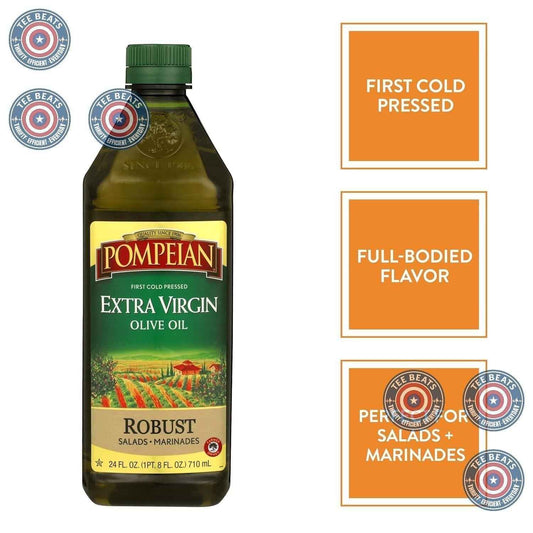 Pompeian Robust Extra Virgin Olive Oil – Imported First Cold Pressed Oil for Elevated Home Kitchens