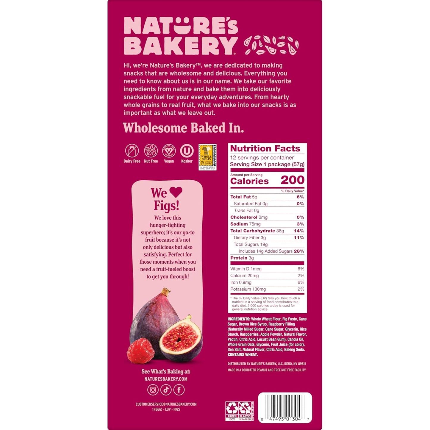 Nature's Bakery Whole Wheat Fig Bars – Healthy Gift Basket Snack for Teachers, Vegan Twin Pack Variety