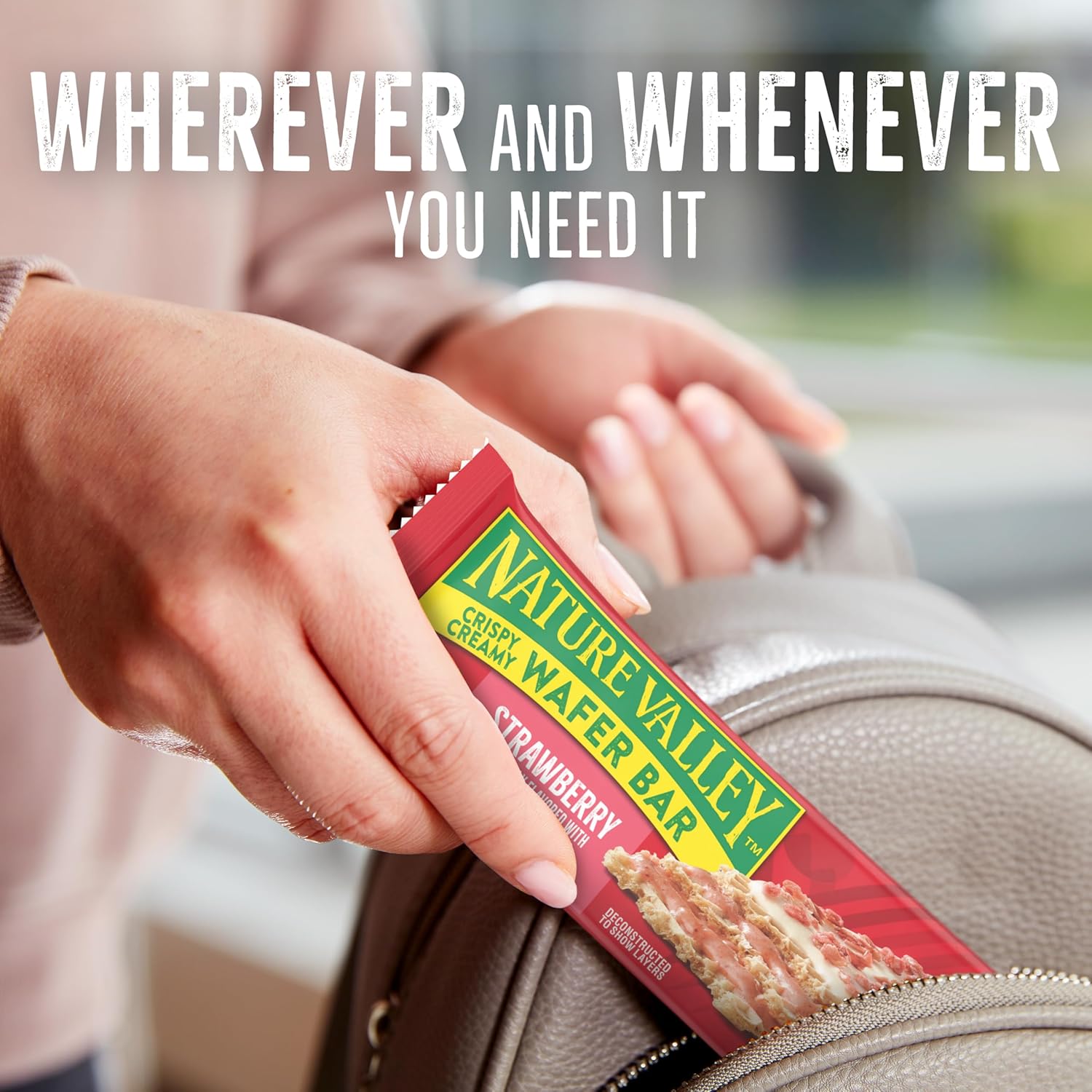 Nature Valley Crispy Creamy Wafer Bars – Strawberry Whole Grain Indulgence for Mindful Snack Breaks at Home, 5 ct