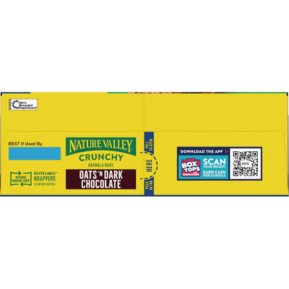 Nature Valley Crunchy Granola Bars, Oats 'n Dark Chocolate – Whole Grain Clean Label Snack for Mindful Eating