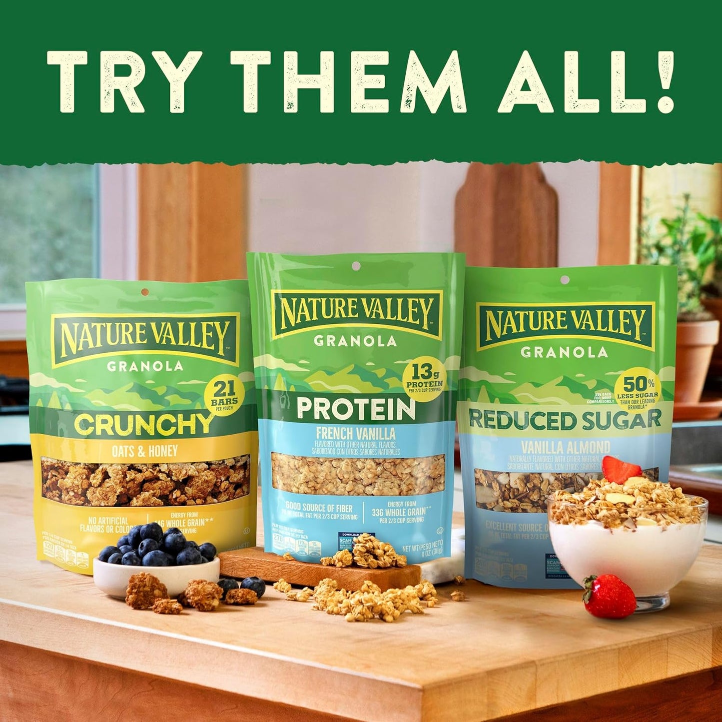 Nature Valley Protein Granola Oats and Honey Office Desk Drawer Snack, 13g Protein Fuel for Focused Workdays