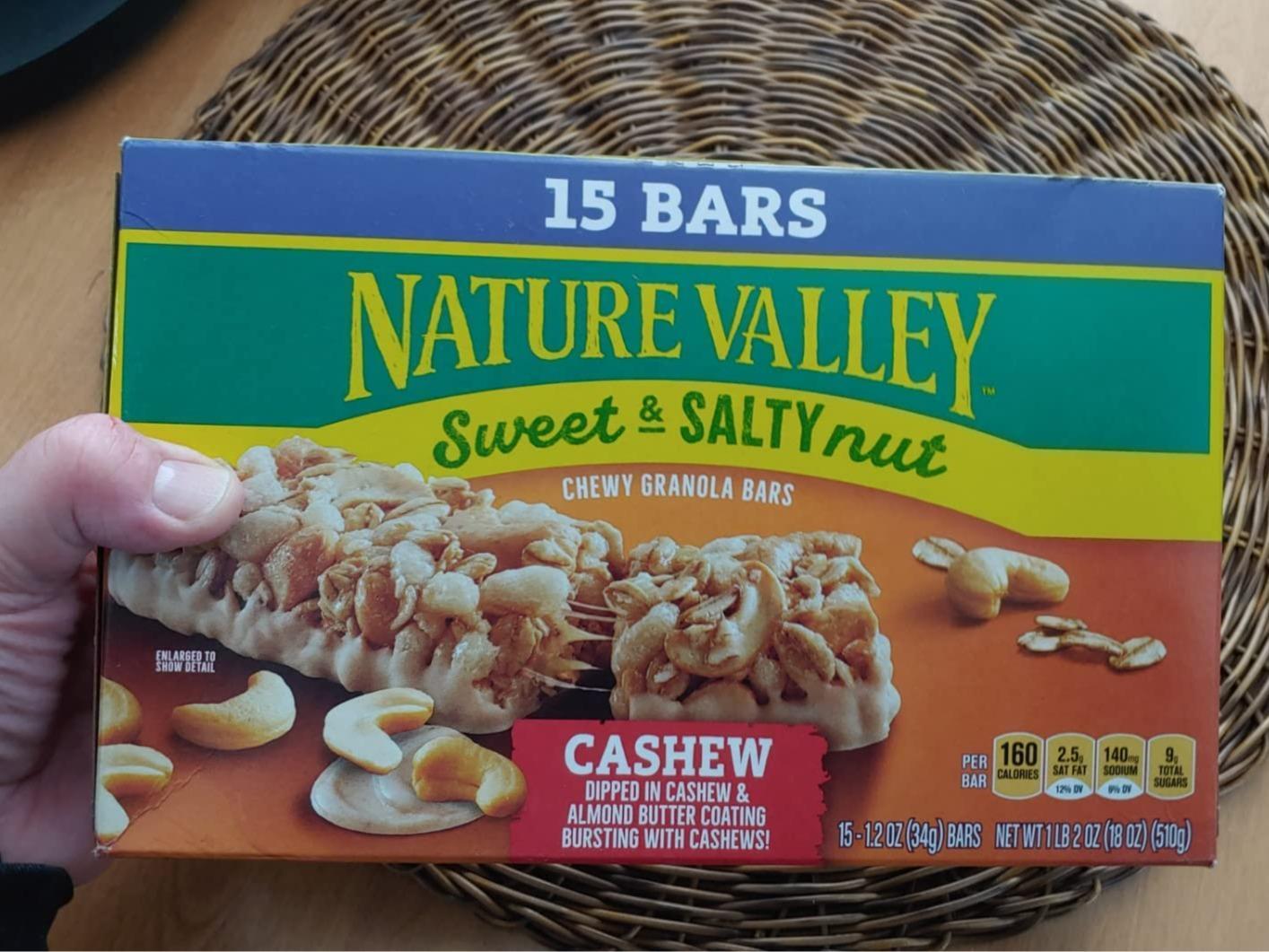 Nature Valley Sweet and Salty Nut Cashew Granola Bars – Lunchbox Snack Safe for School and Playroom