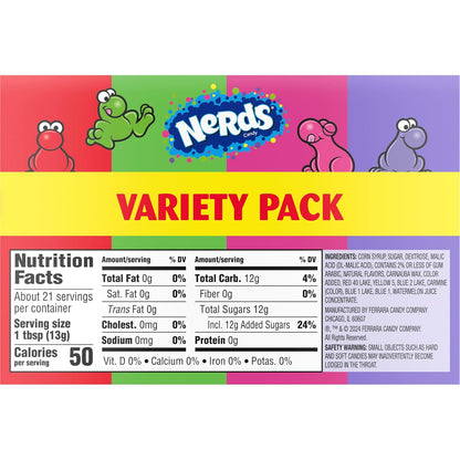 NERDS Dual Variety Pack – Road Trip Snack for the Car, Crunchy Grape Strawberry Watermelon Cherry Boxes, 6 Count 9.9 oz