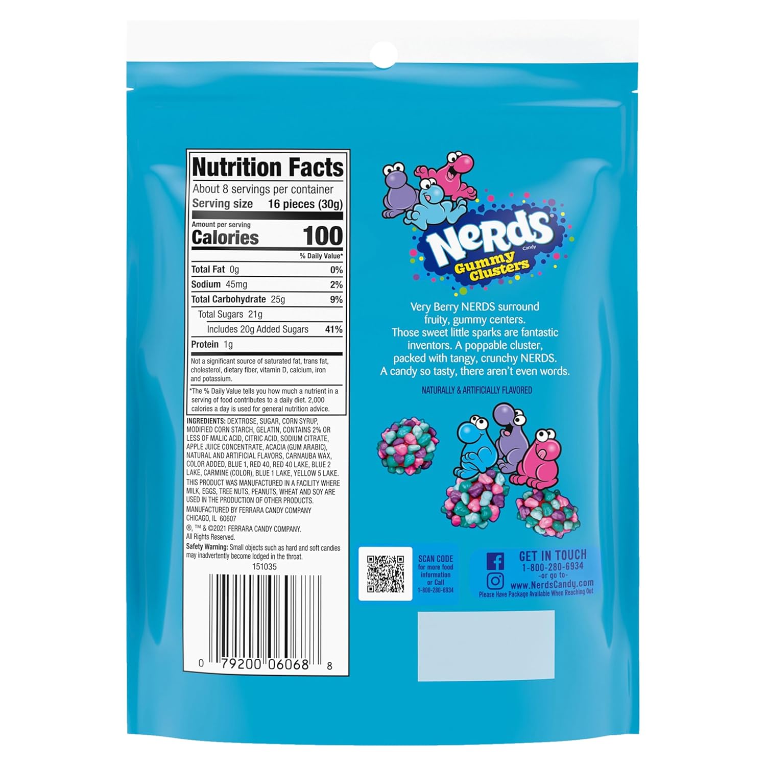 NERDS Juicy Gummy Clusters – Lunchbox Treat and After-School Snack for Kids Ages 6 and Up, 7.15 oz Stand-Up Bag
