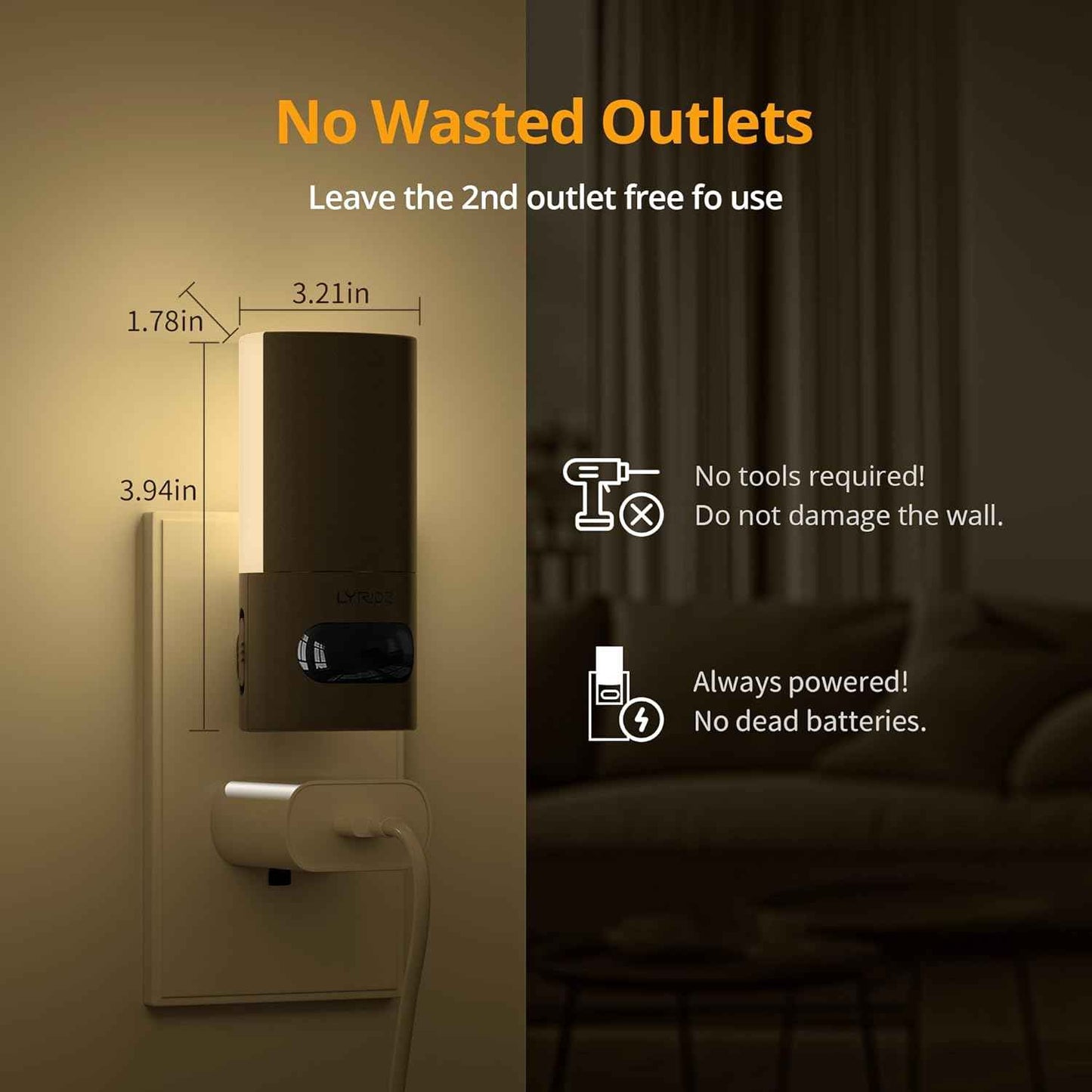 Lyridz Plug in Motion Night Light – Calming Warm Glow for Bedtime Routines, Meditation Corners and Wind Down Rituals, 2 Pack