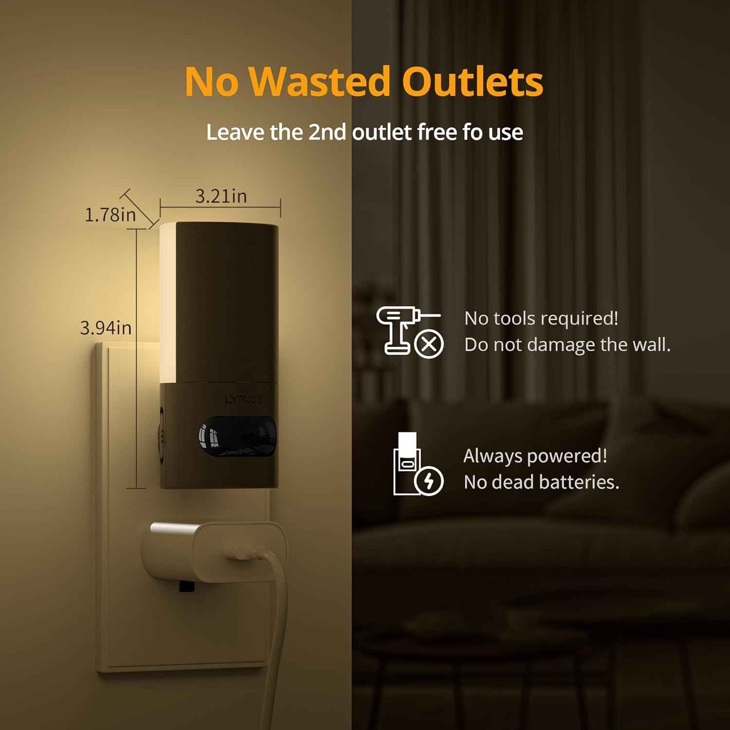 Lyridz Plug in Motion Night Light – Calming Warm Glow for Bedtime Routines, Meditation Corners and Wind Down Rituals, 2 Pack