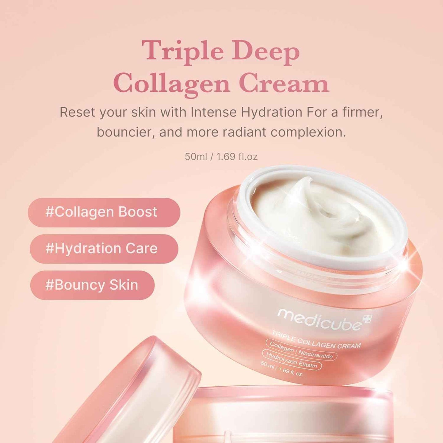 Medicube Triple Collagen Cream – Nightly Anti-Aging Ritual for the Bedroom Vanity, Wrinkle and Firming Moisturizer