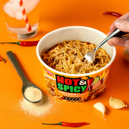 Nissin Hot & Spicy Fire Wok Sizzlin' Rich Pork – Late-Night Study Snack for College Dorm Desk, Ready in 6 Minutes