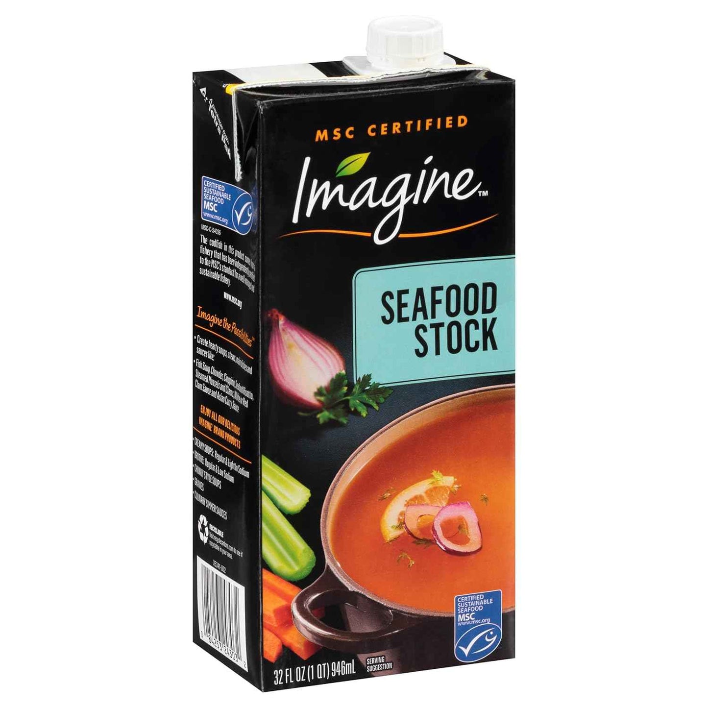 Imagine Seafood Stock 32 oz – Simple Organic Seafood Broth for the Uncluttered Pantry