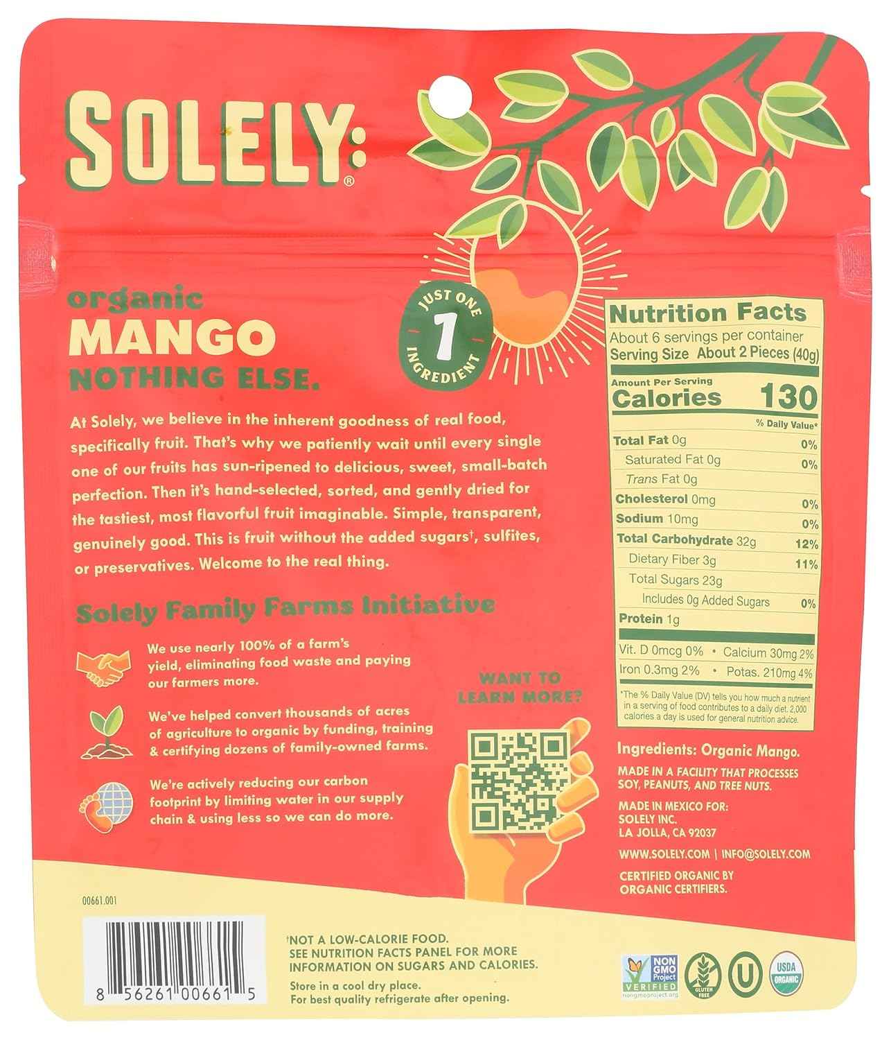 SOLELY Organic Dried Mango Halves – Single-Ingredient Pantry Staple for Clutter-Free Kitchens