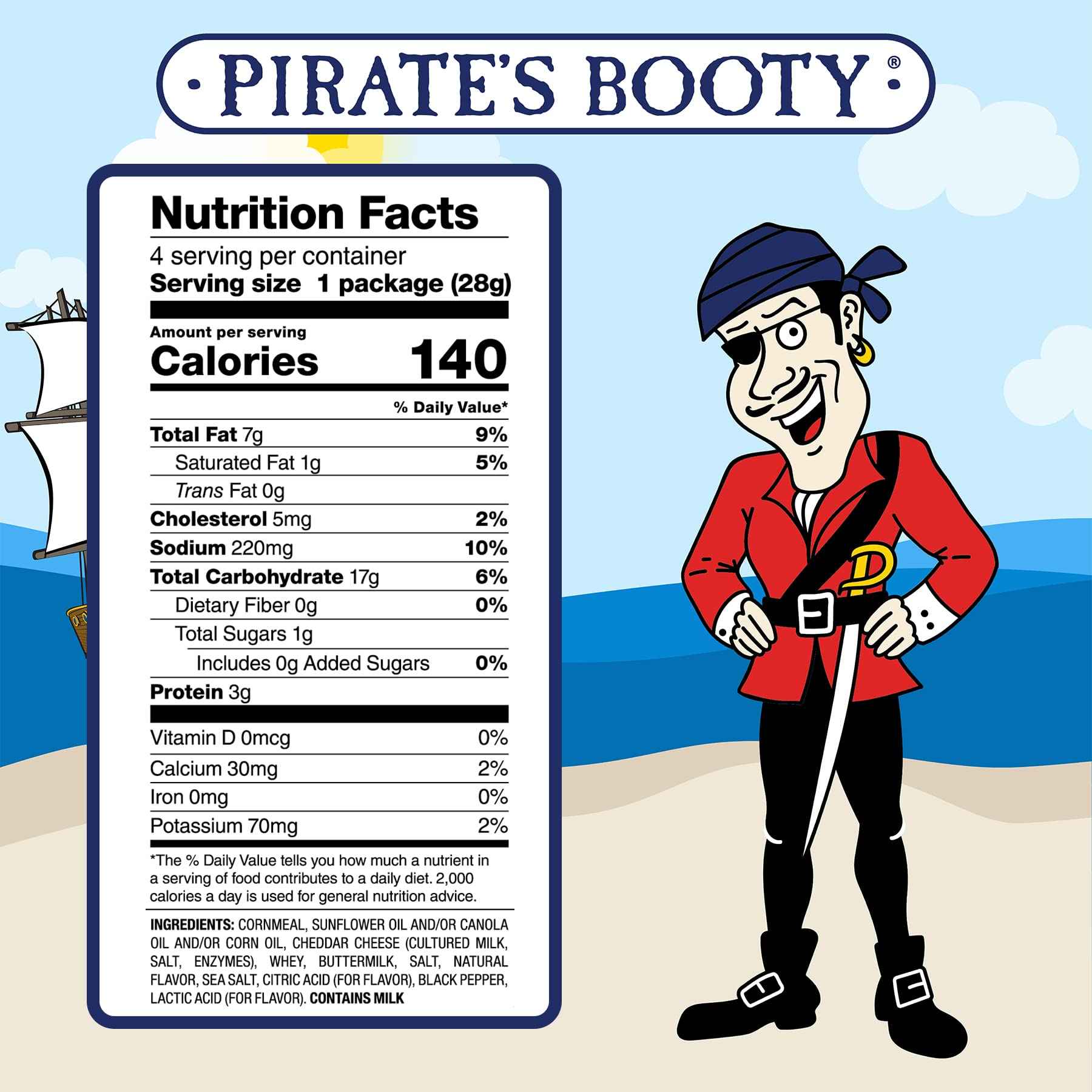Pirate's Booty Aged White Cheddar Cheese Puffs – Toddler After-School Snack, Baked Cheese Puffs for Playroom