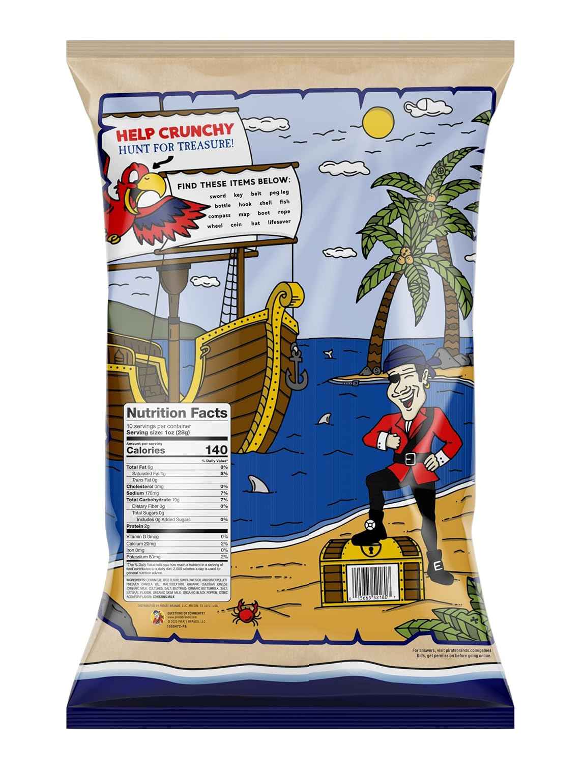 Pirate's Booty Aged White Cheddar Cheese Puffs – Safe Car Ride Snack for Kids, No Artificial Colors and Gluten-Free