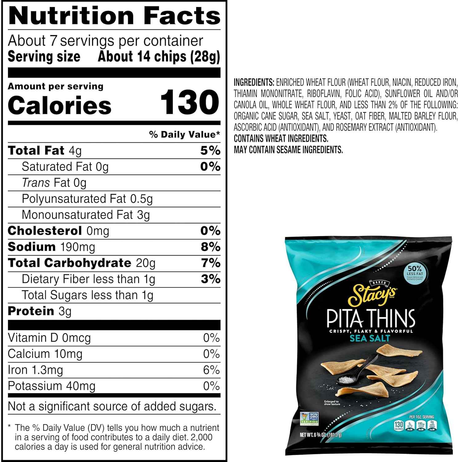 Stacy's Pita Crisps Simply Naked – Parent-Approved Lunchbox Snack for School and After-School, 6.75 oz Bag