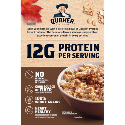 Quaker Protein Instant Oatmeal Maple Brown Sugar – Family-Friendly Wholesome Breakfast That Satisfies Kids Until Lunch, 6 Packets