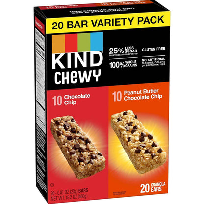 KIND Chewy Granola Bars, 100 Calorie Snack Pack for Mindful Eating, 20 Count Gluten Free Bars
