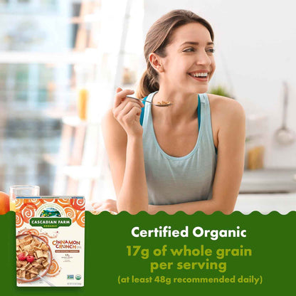 Cascadian Farm Organic Cinnamon Crunch Cereal – Organic Whole Grain Cereal for a Non-GMO Breakfast Ritual