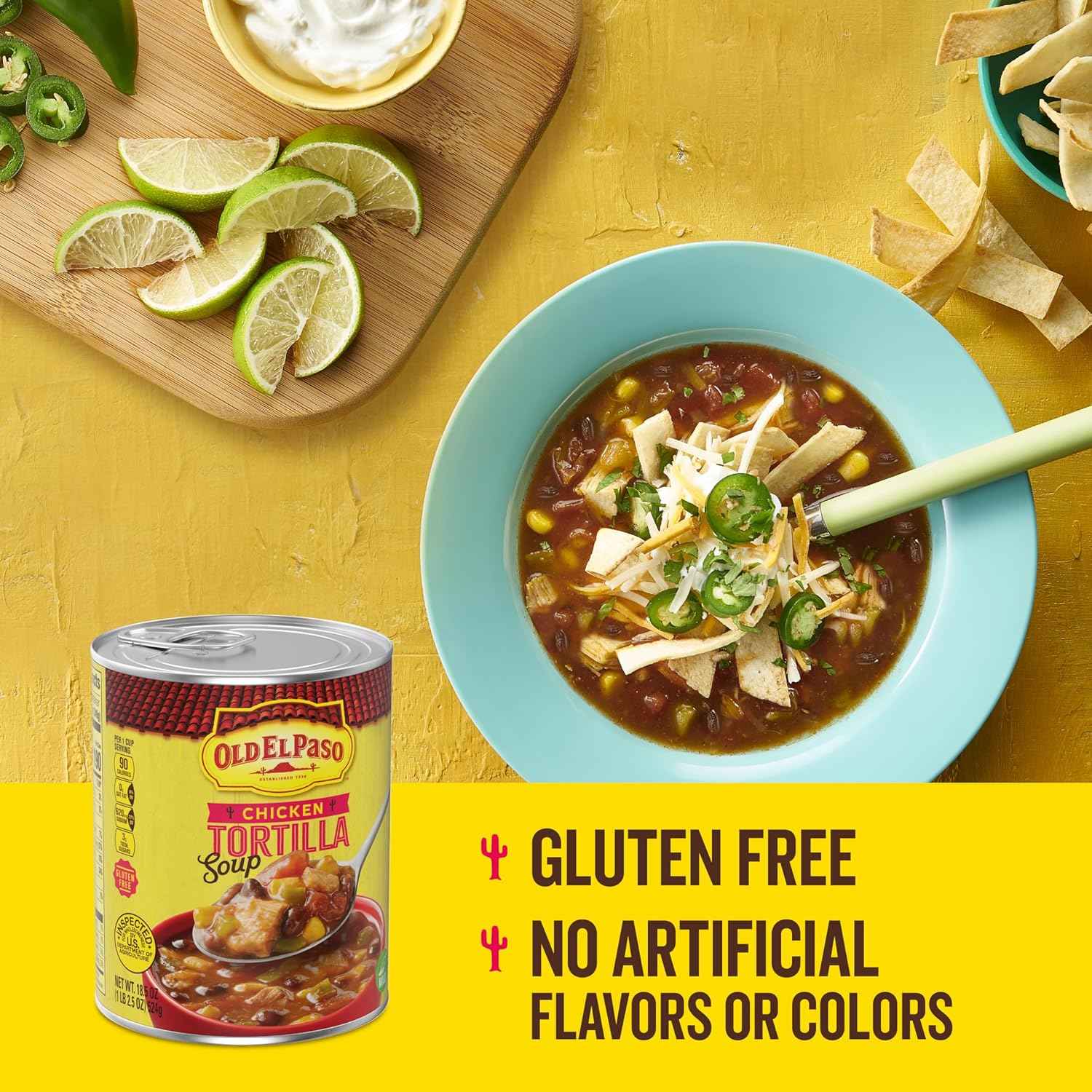 Old El Paso Chicken Tortilla Soup for Affordable Desk Lunches, Ready 18.5 oz Can