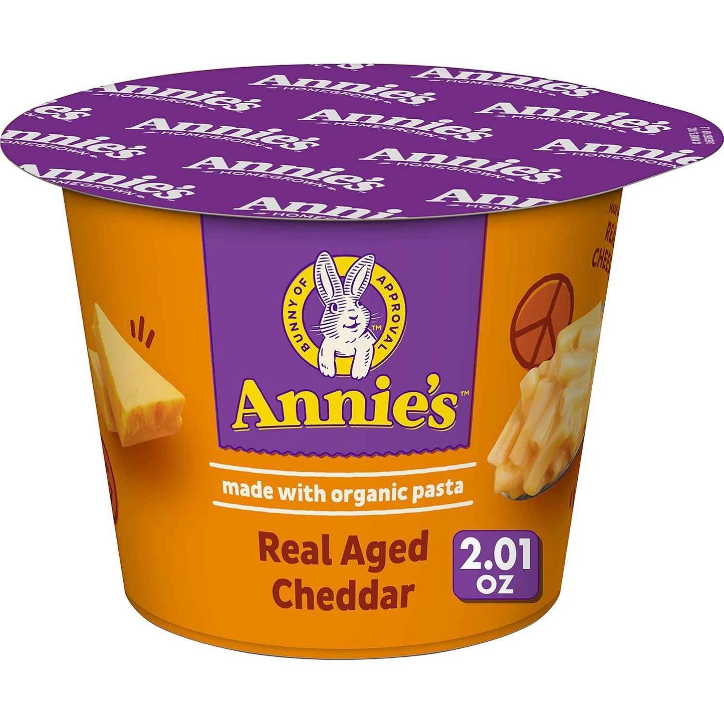 Annie's Microwave Mac & Cheese with Real Cheddar – Easy Lunchbox Side for School Kids, Single-Serve Cups 8 Pack