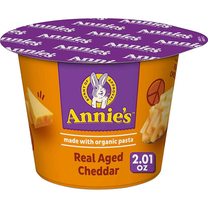 Annie's Microwave Mac & Cheese with Real Cheddar – Easy Lunchbox Side for School Kids, Single-Serve Cups 8 Pack