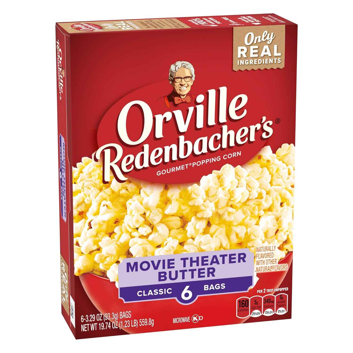 Orville Redenbacher's Movie Theater Butter Popcorn – Holiday Stocking Stuffer Gift for Popcorn Lovers, 6 Microwave Bags