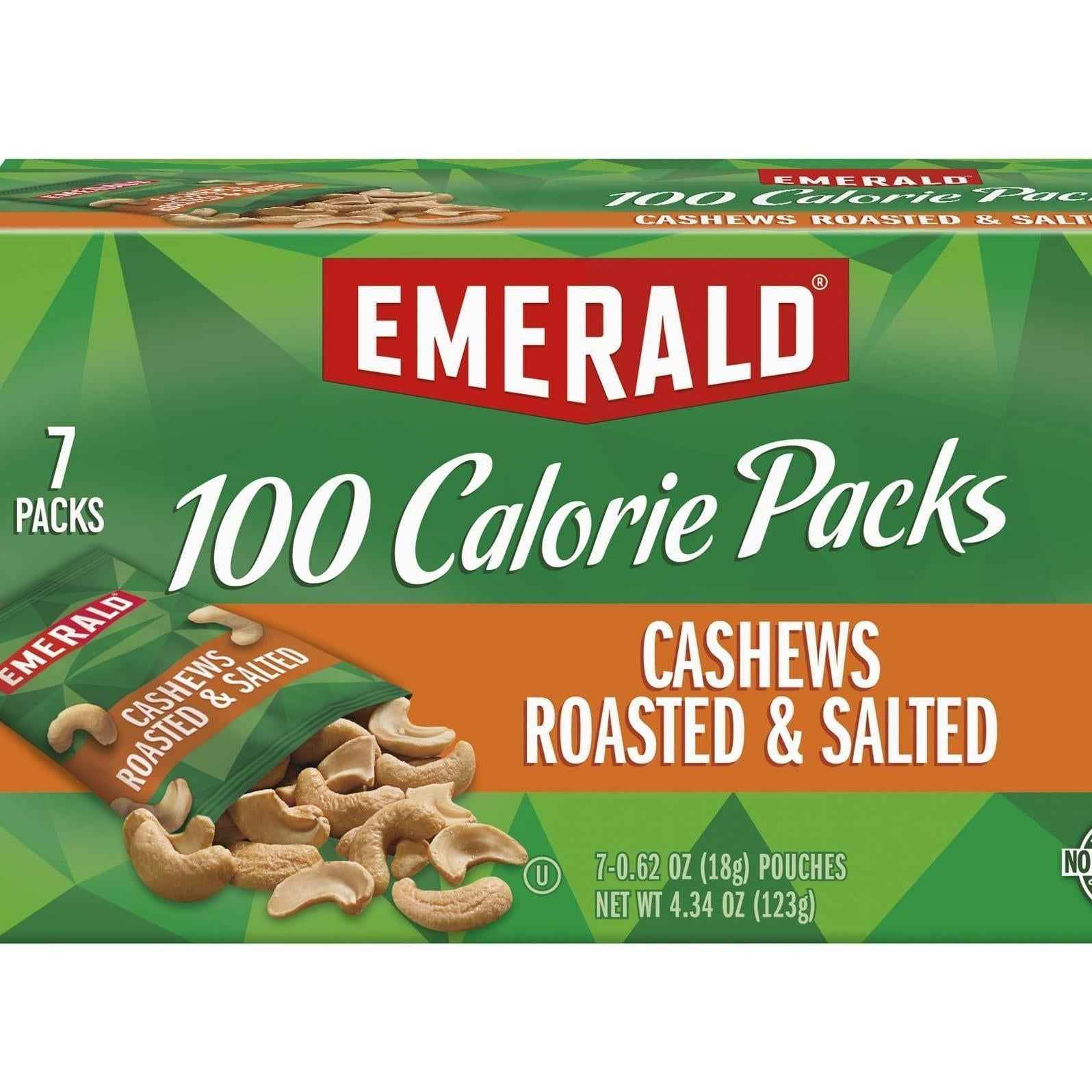 Emerald Nuts Roasted and Salted Cashews 7ct – Clean-Label Calorie-Conscious Snack for Gym Bag and Desk Drawer Wellness Routine