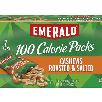 Emerald Nuts Roasted and Salted Cashews 7ct – Clean-Label Calorie-Conscious Snack for Gym Bag and Desk Drawer Wellness Routine