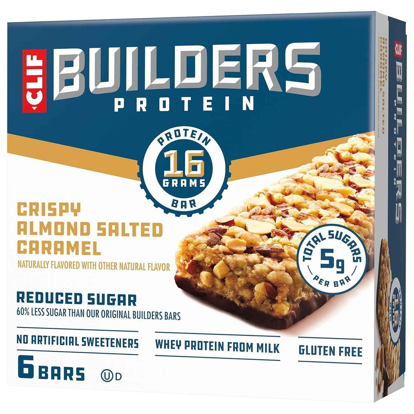 CLIF BUILDERS Reduced Sugar Protein Bar - Grab-and-Go Peanut Butter Chocolate Breakfast for Busy Commuters and Professionals