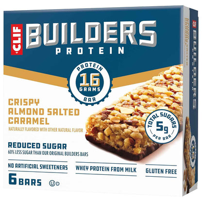 CLIF BUILDERS Reduced Sugar Protein Bar - Grab-and-Go Peanut Butter Chocolate Breakfast for Busy Commuters and Professionals