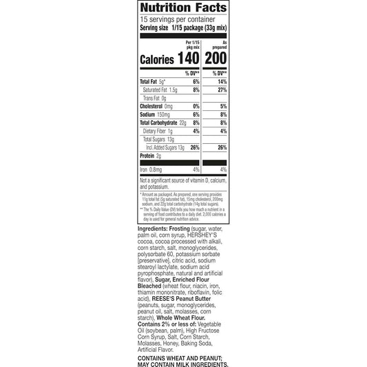 Betty Crocker REESE'S No-Bake Peanut Butter Bars – Low-Mess Desk Treat for Conference Room Meetings, 17.3 oz