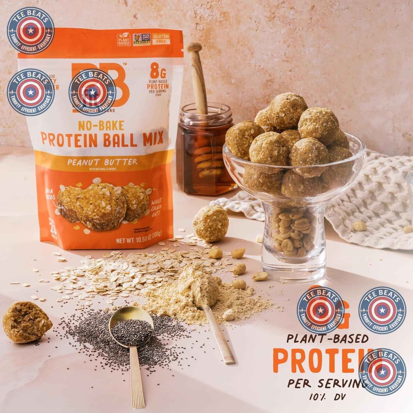 PBfit No Bake Peanut Butter Protein Ball Mix – Quick No-Bake Energy Bites to Stash in Your Drawer for Focus and Satiety