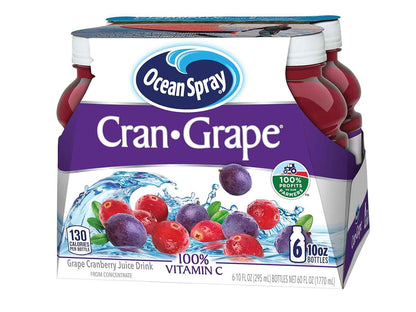 Ocean Spray Cran-Grape Juice, Portable 10 oz Bottles for Picnics and Road Trips (Pack of 6)