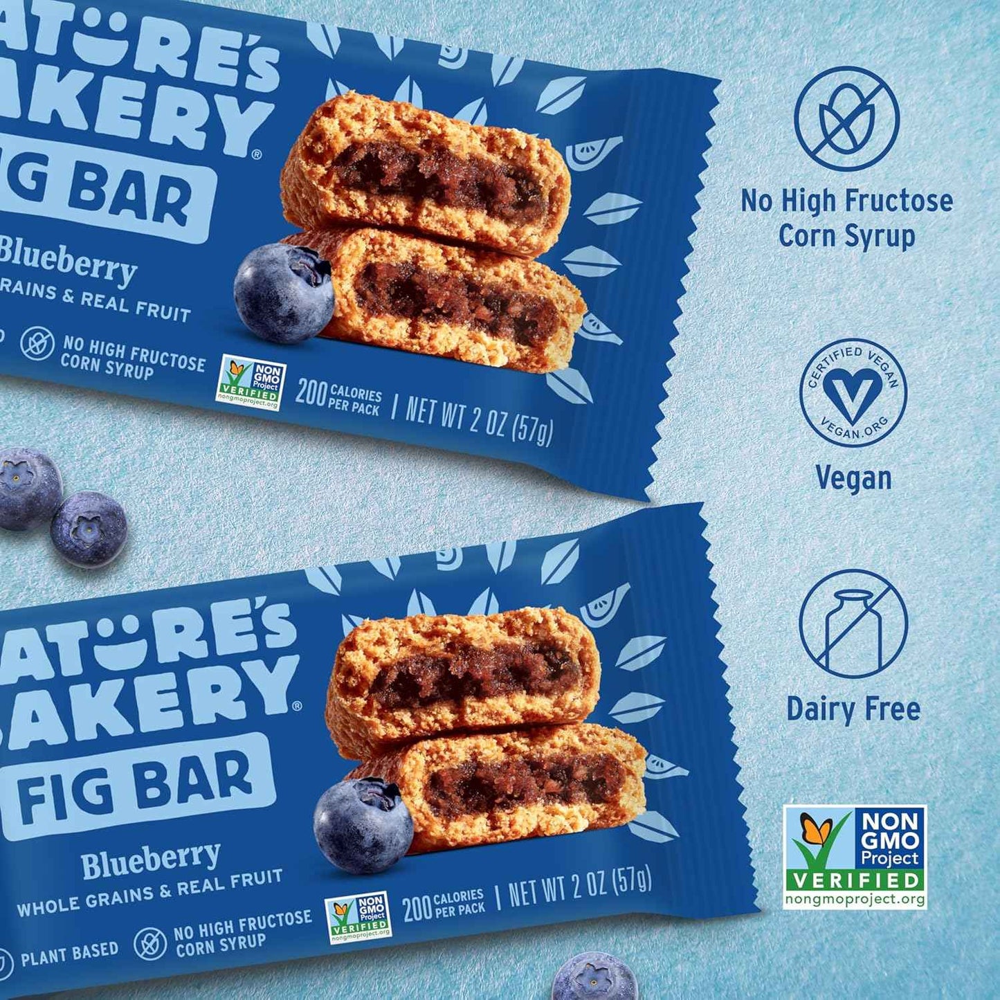 Nature's Bakery Blueberry Fig Bars - Portable Hiking Snack for Trail Energy, Twin Pack Wrapped