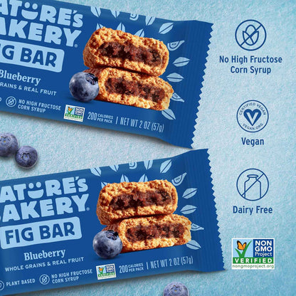 Nature's Bakery Blueberry Fig Bars - Portable Hiking Snack for Trail Energy, Twin Pack Wrapped