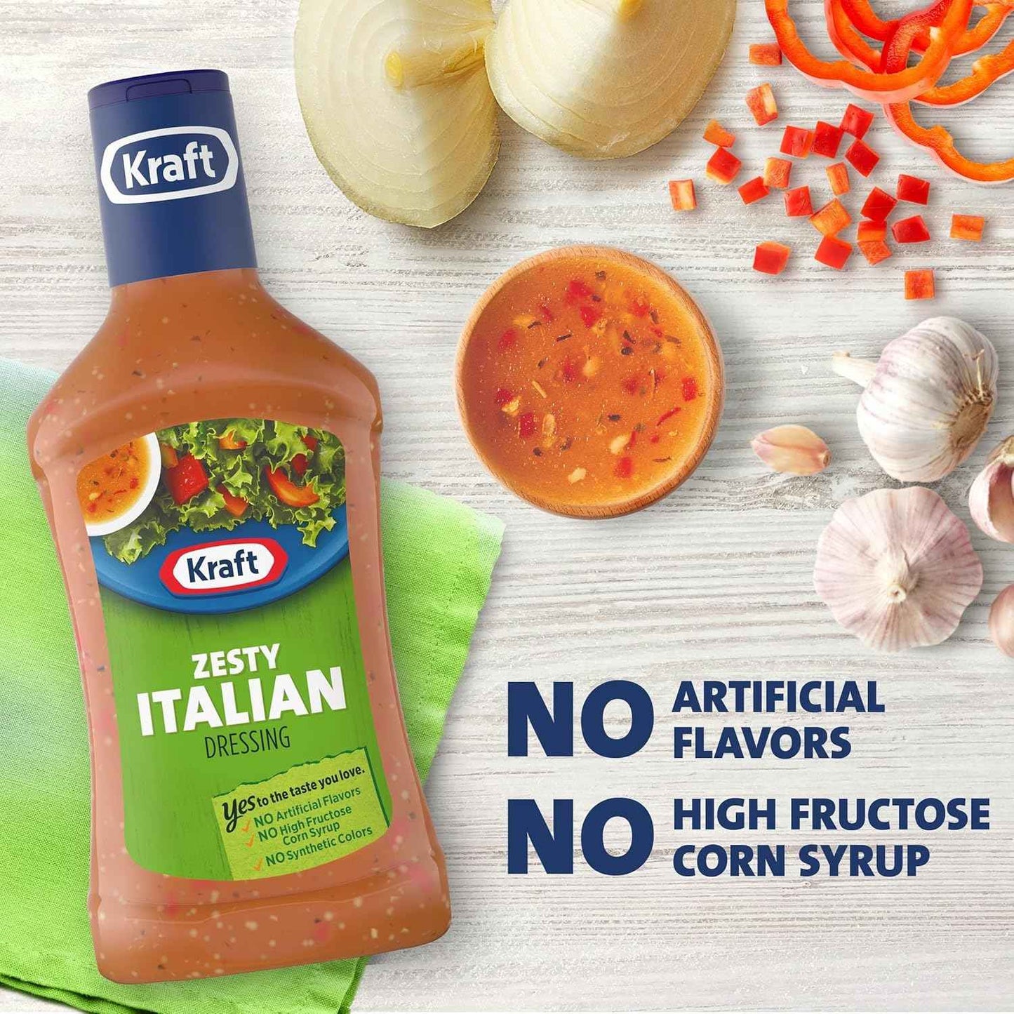 Kraft Zesty Italian Dressing – Low Calorie Salad Topping for Weight Watchers at 60 Calories Per Serving