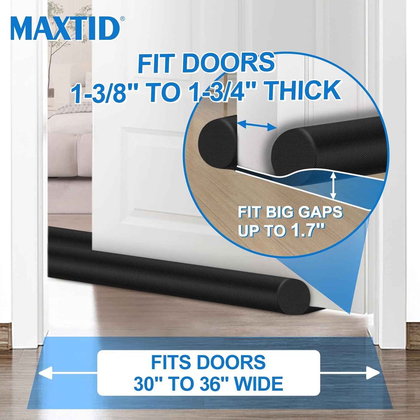 MAXTID Under Door Draft Stopper – Sleek Bedroom Door Decor That Blocks Cold Air and Noise for a Cozy Home Atmosphere
