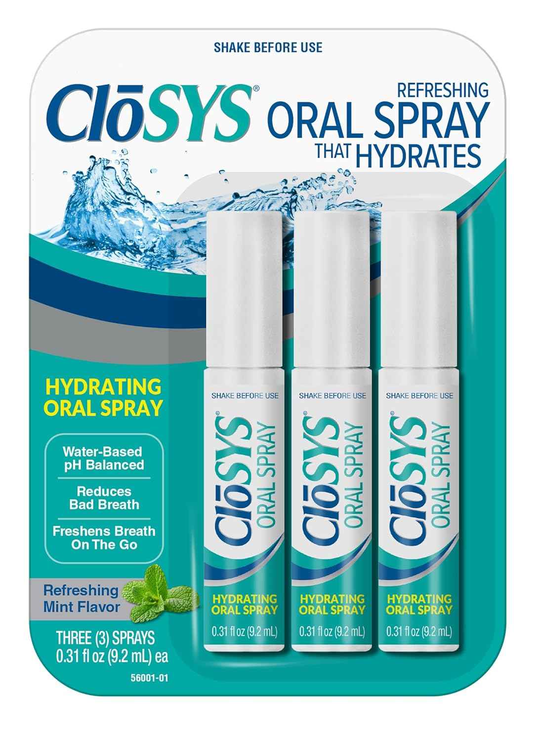 CloSYS Oral Breath Spray – Thoughtful Stocking Stuffer, 3-Pack Sugar-Free Mint Spray for Friends and Coworkers