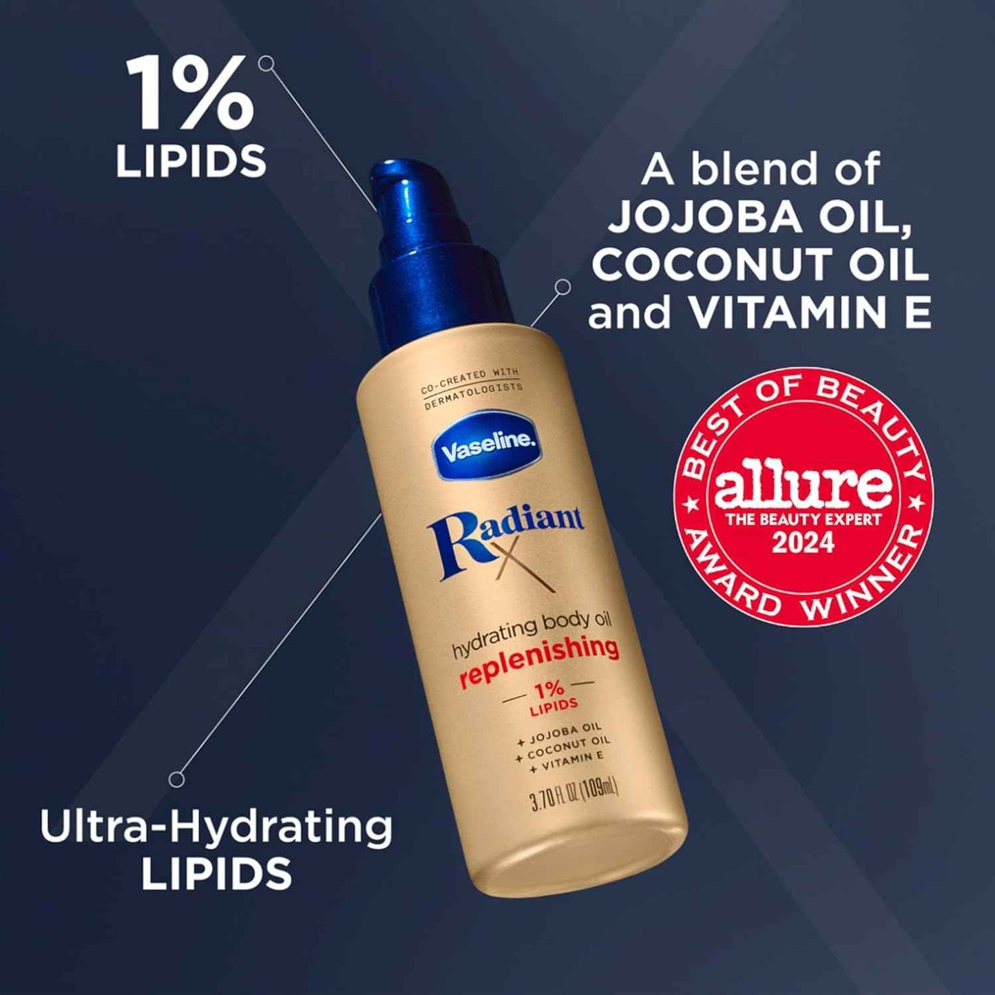 Vaseline Radiant X Hydrating Body Oil Pack of 2, Self-Care Holiday Gift Set for Her and Mom
