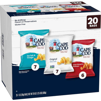 Cape Cod Original Kettle Cooked Chips – Gluten-Free Non-GMO 1oz Bags for Mindful Snacking, Pre-Portioned Crunch