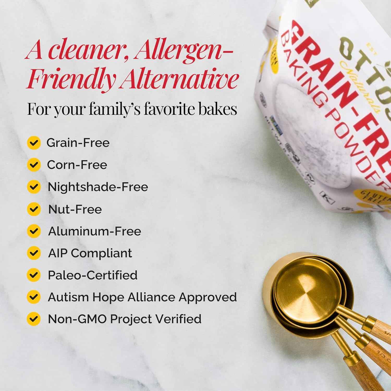 Otto's Naturals Grain-Free Baking Powder – Three-Ingredient Formula for an Uncluttered Pantry