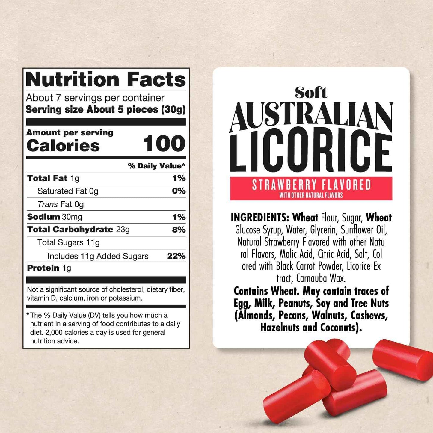Darrell Lea Australian Licorice – Resealable Travel Pack for Road Trips and Camping Coolers, Soft Chewy Non-GMO (Mango, 7 Ounce)
