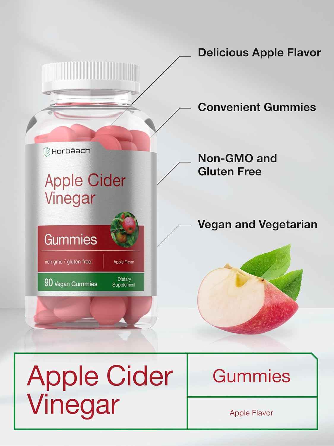 Horbäach Vegan ACV Gummies – Nightly Wellness Ritual for Adults, Apple Flavor Supplement