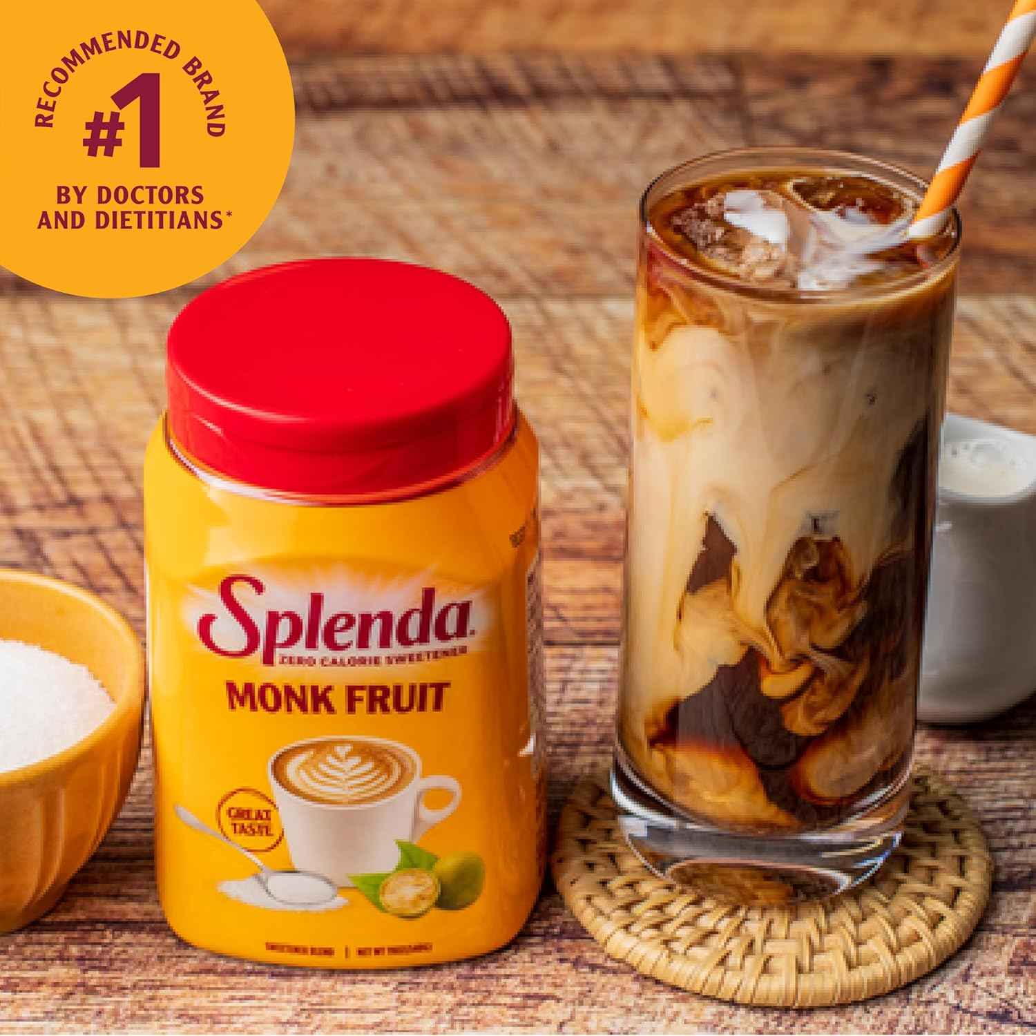 SPLENDA Monk Fruit Zero Calorie Sweetener – Quick Sweetening Solution for Office Breakrooms and Home Coffee Stations