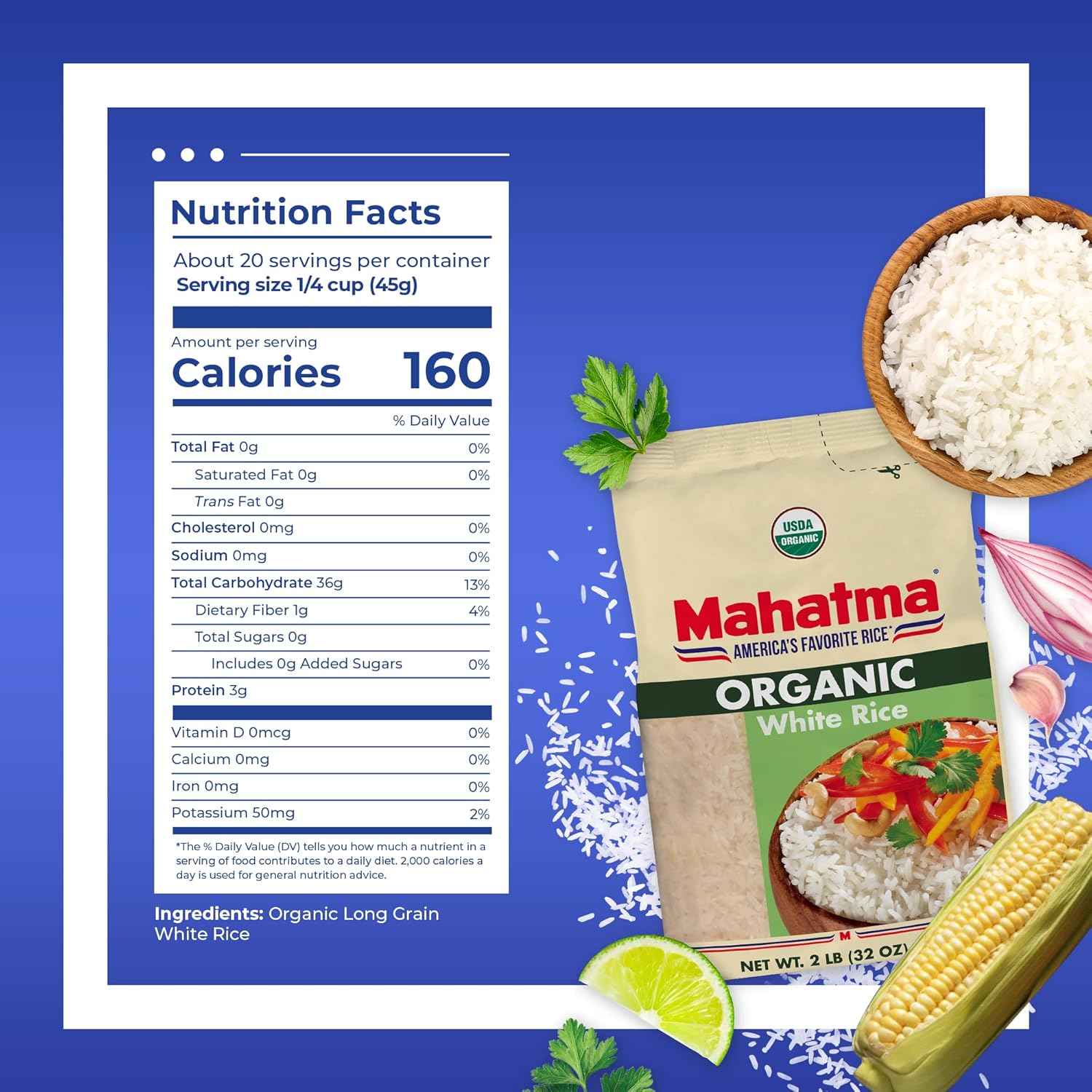 Mahatma Organic White Rice, 2lb – Everyday Family Dinner Side Dish Staple