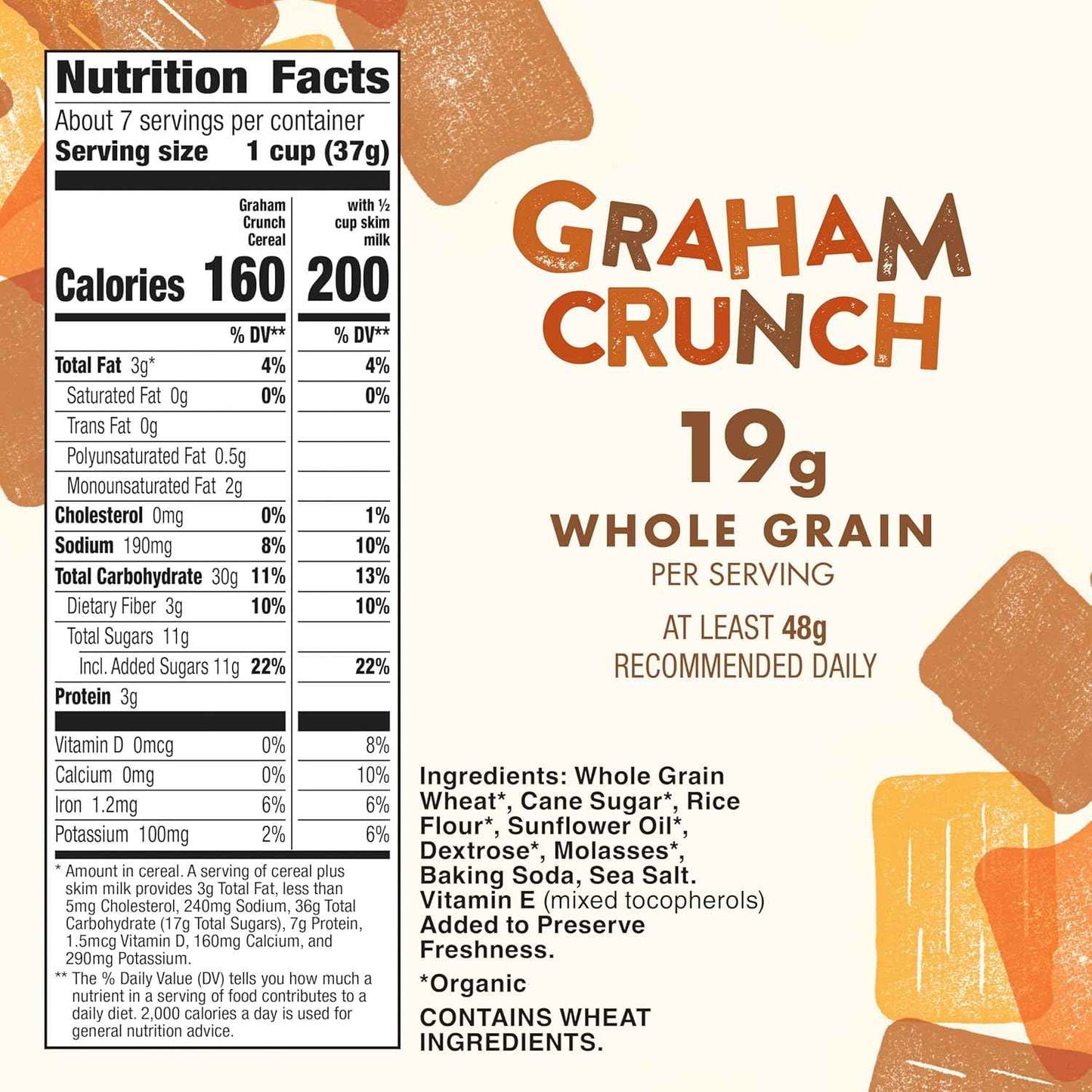 Cascadian Farm Organic Graham Crunch Cereal – Organic Snack Care Package for College Students and Dorms