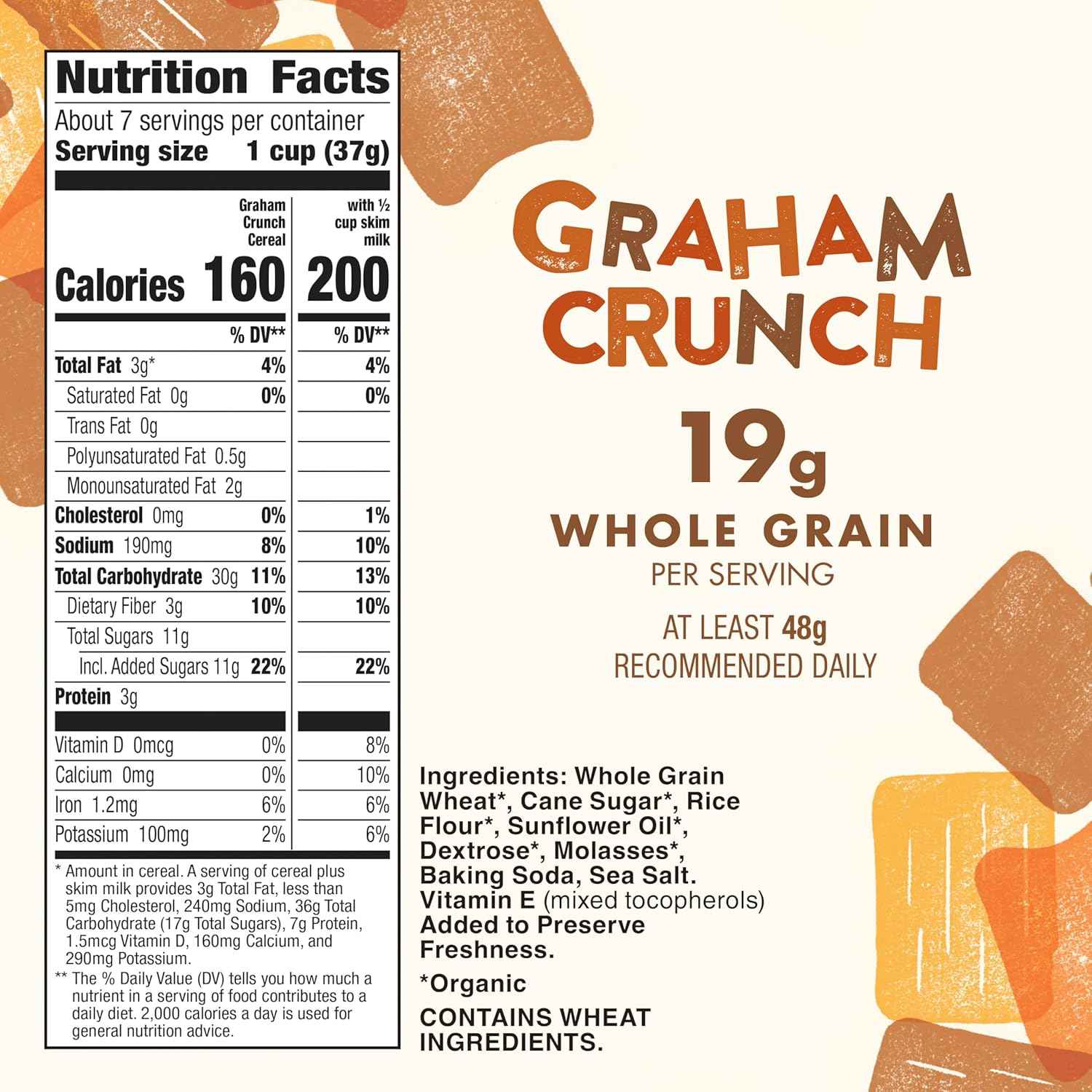 Cascadian Farm Organic Graham Crunch Cereal – Organic Snack Care Package for College Students and Dorms