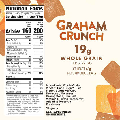 Cascadian Farm Organic Graham Crunch Cereal – Organic Snack Care Package for College Students and Dorms