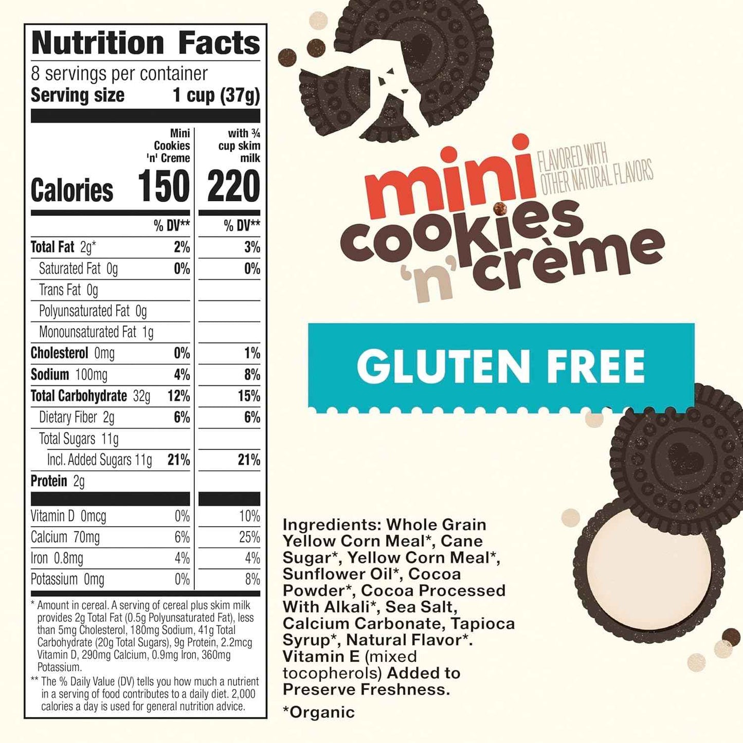 Cascadian Farm Organic Mini Cookies 'n' Crème Cereal – After-School Snack for Hungry Kids in the Kitchen