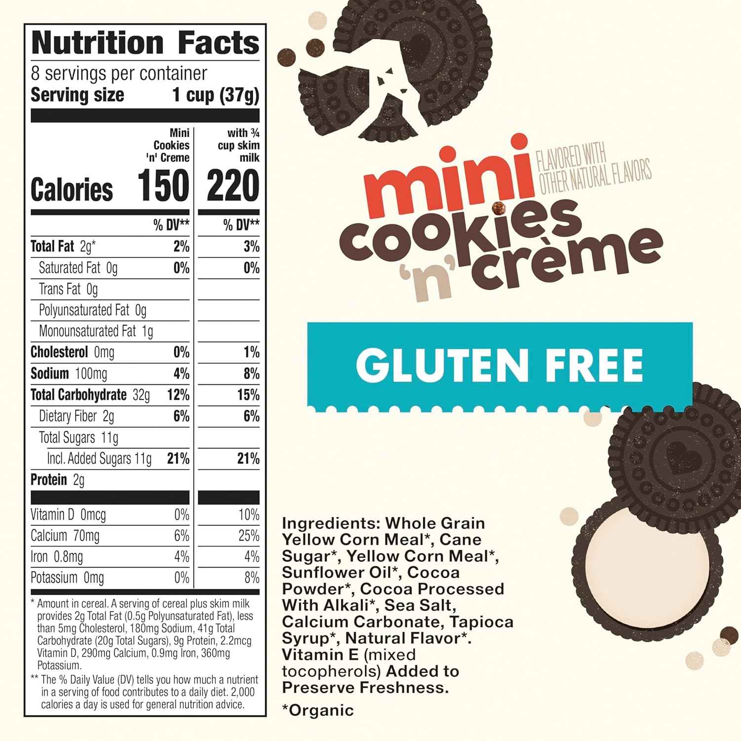 Cascadian Farm Organic Mini Cookies 'n' Crème Cereal – After-School Snack for Hungry Kids in the Kitchen